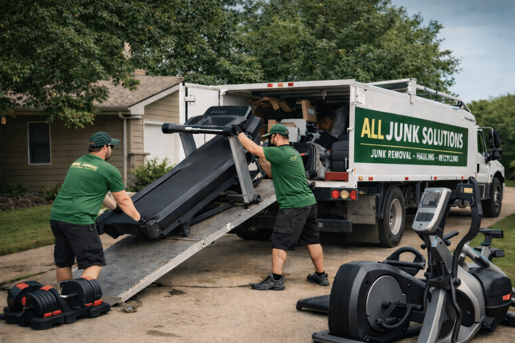 Loading gym equipment for removal