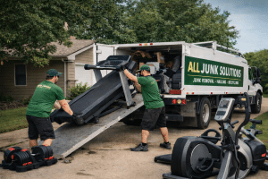 Loading gym equipment for removal